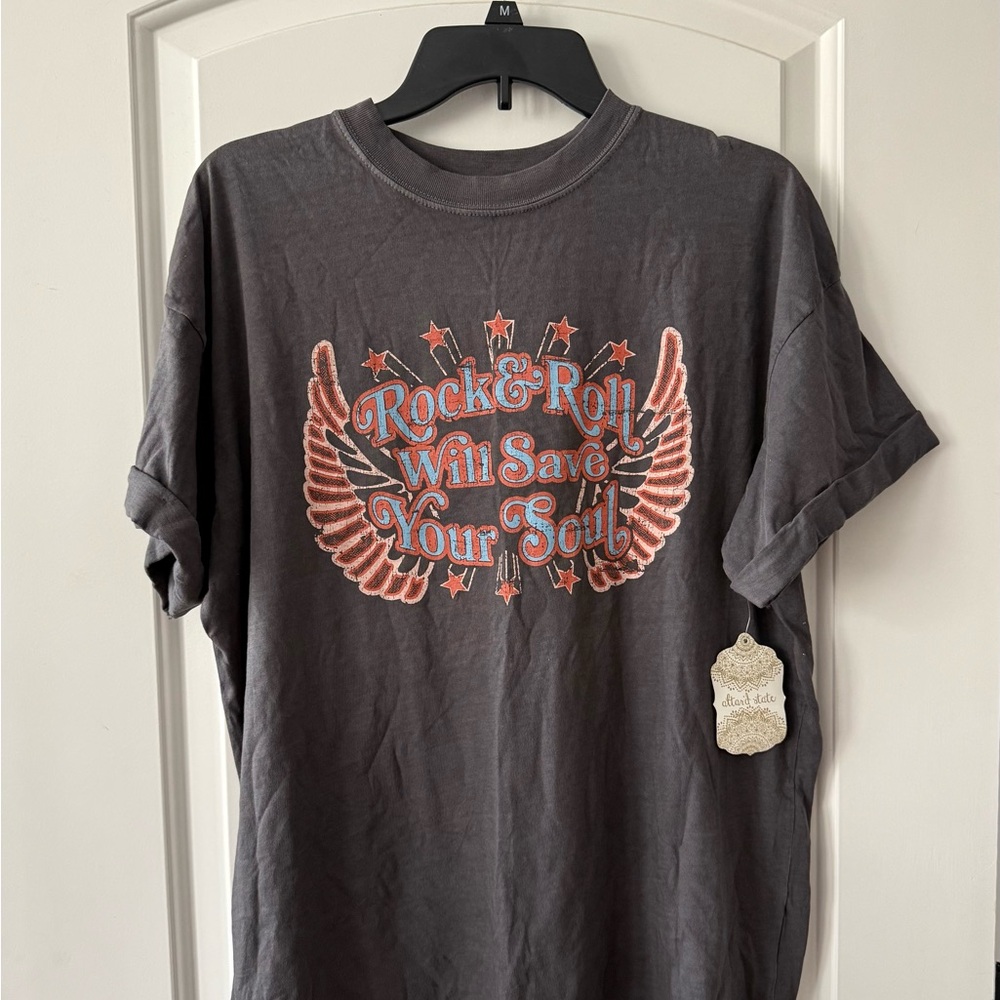 Altar'd State Gray Graphic Tee - Rock & Roll Design
